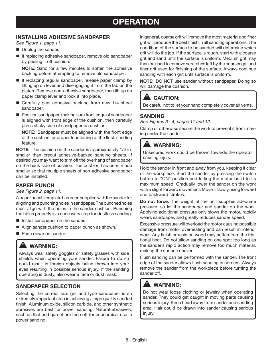 Operation | Ryobi S652D User Manual | Page 8 / 32