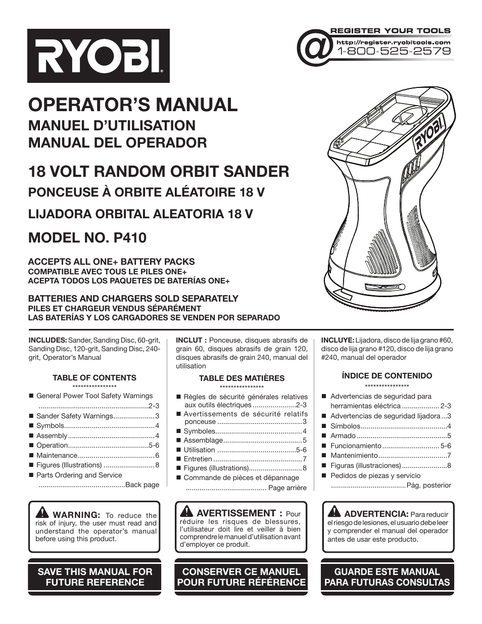 Ryobi P410 User Manual | 20 pages