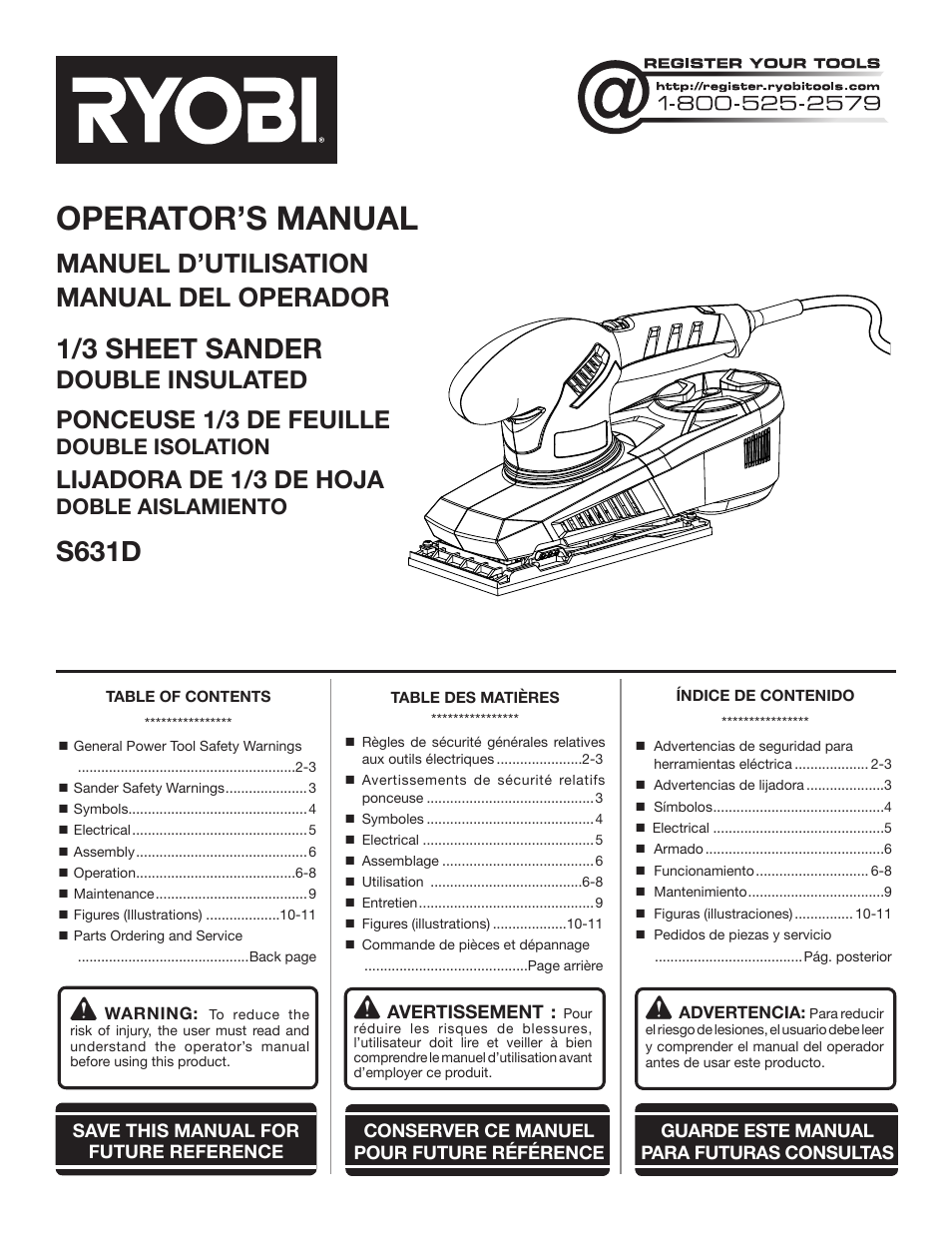 Ryobi S631D User Manual | 28 pages