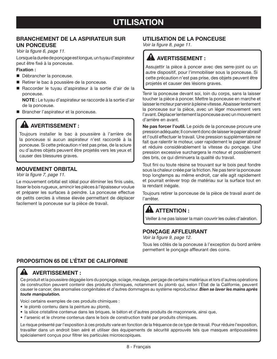 Utilisation | Ryobi S631D User Manual | Page 16 / 28