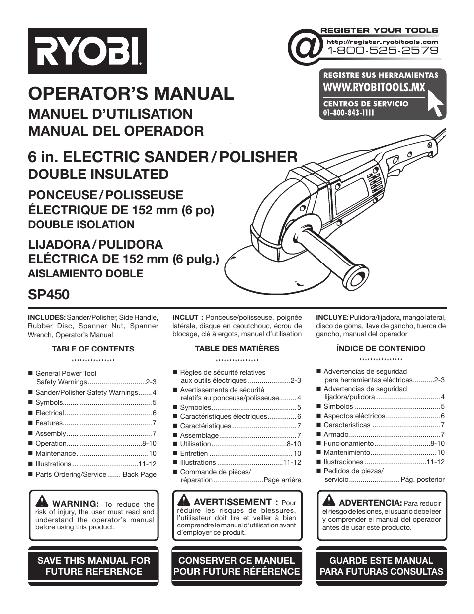 Ryobi SP450 User Manual | 32 pages