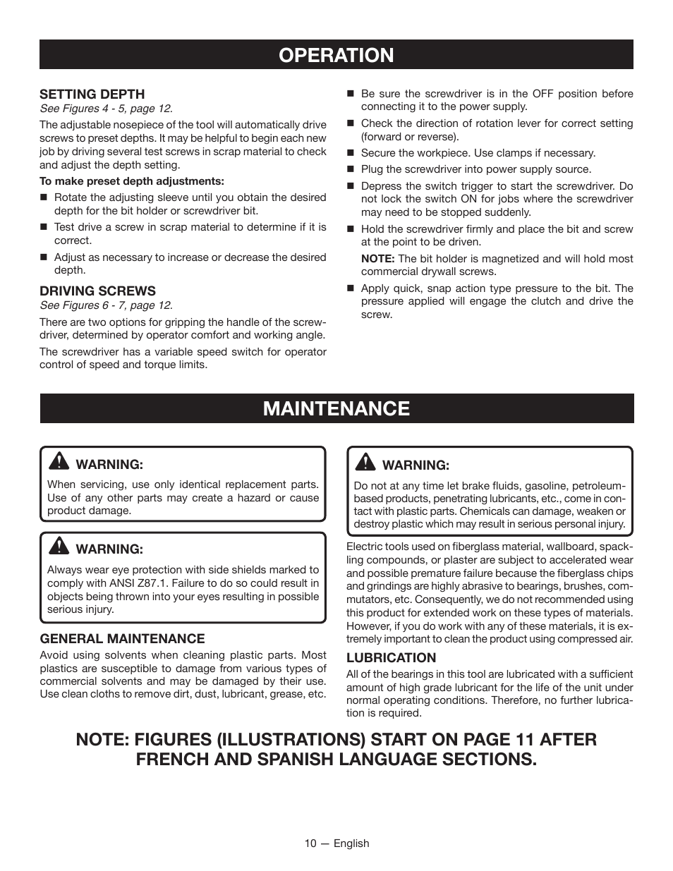 Operation maintenance | Ryobi DG100 User Manual | Page 10 / 32