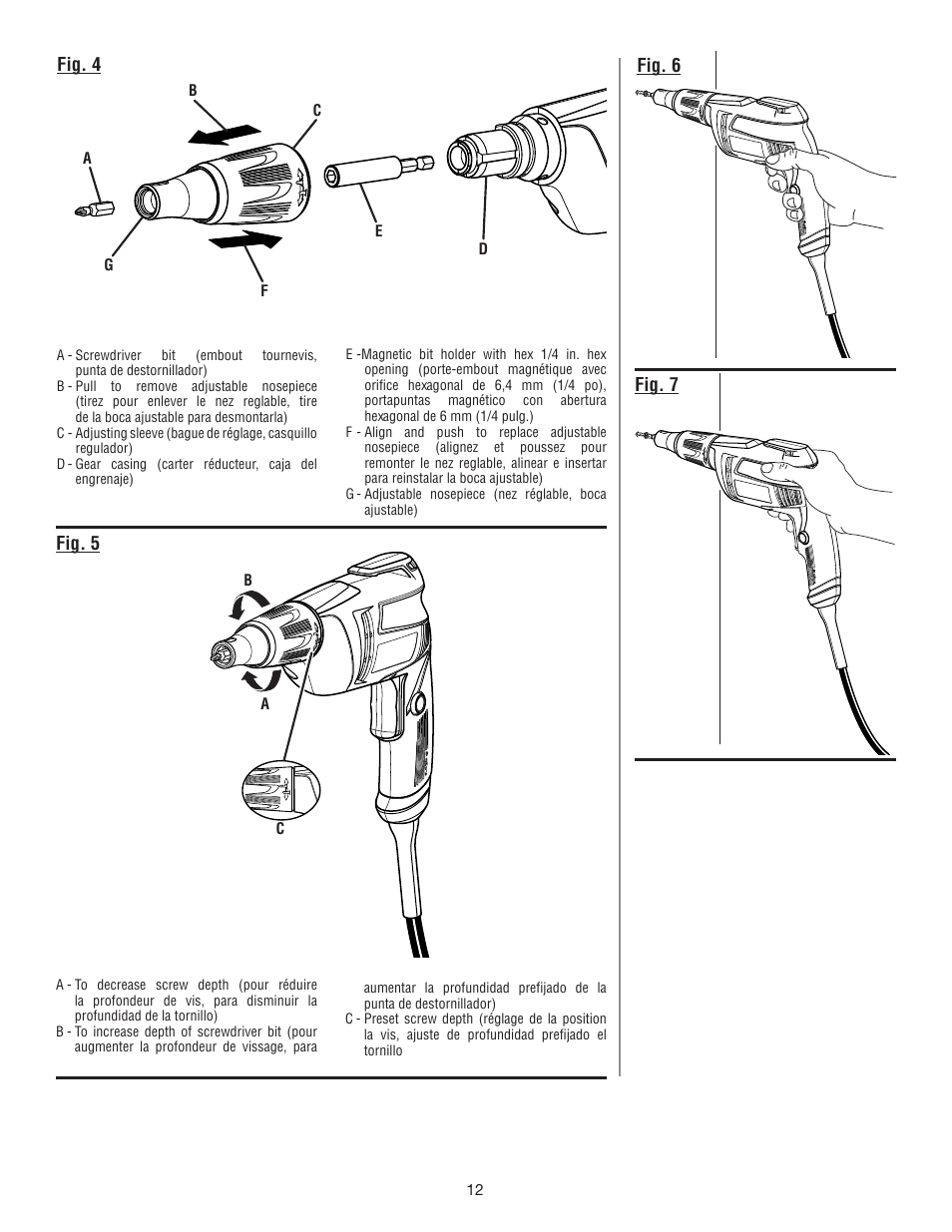 Fig. 4 fig. 5 fig. 6, Fig. 7 | Ryobi DG100 User Manual | Page 30 / 32