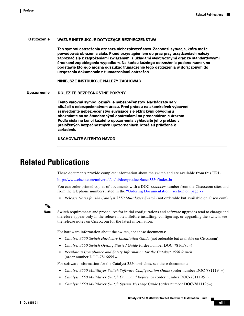 Related publications | Cisco 3550 User Manual | Page 13 / 86