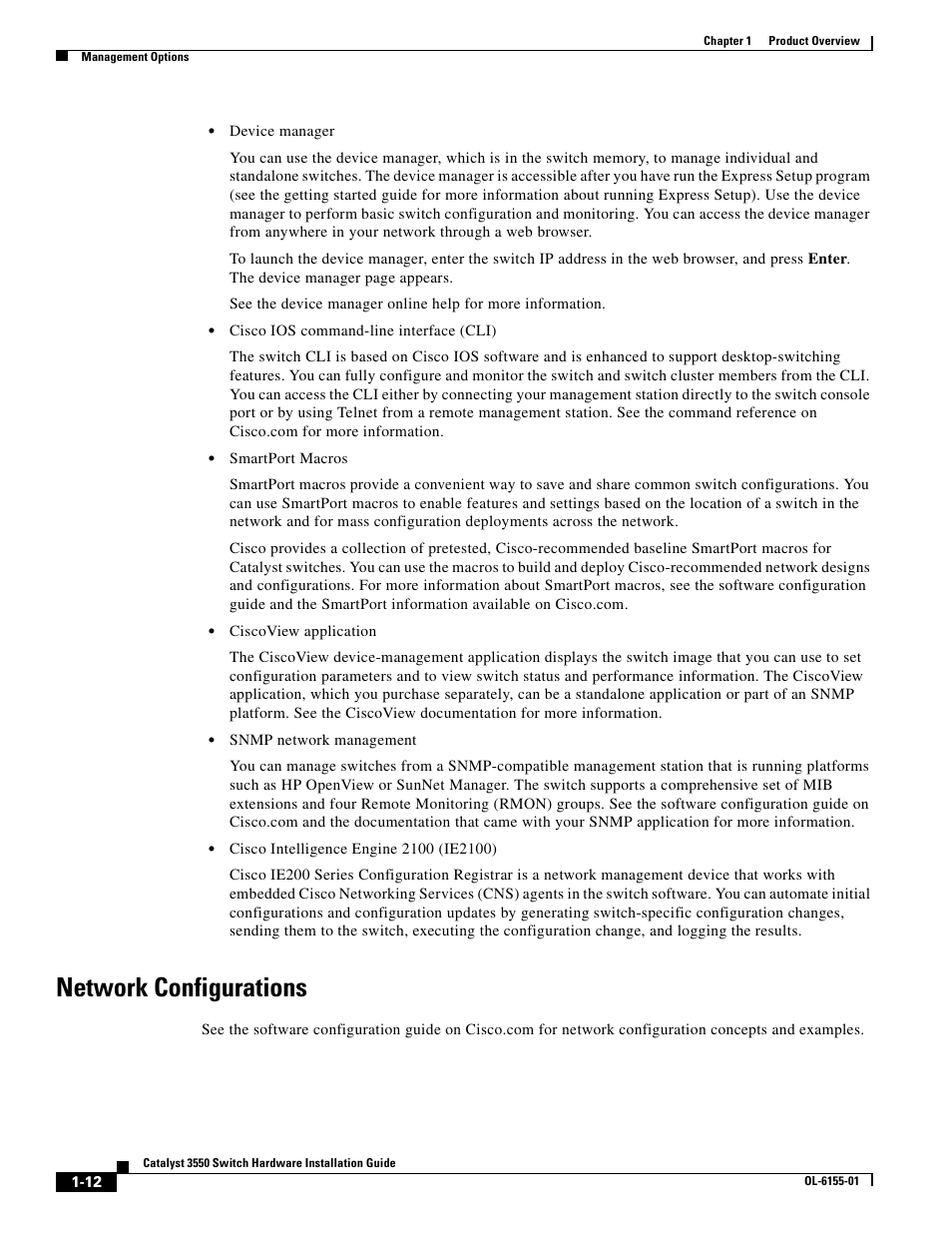 Network configurations | Cisco 3550 User Manual | Page 30 / 86