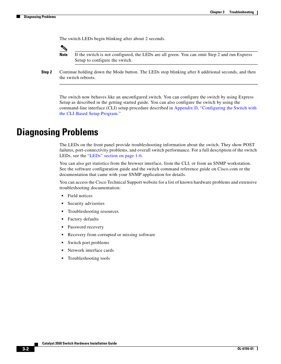 Diagnosing problems | Cisco 3550 User Manual | Page 52 / 86