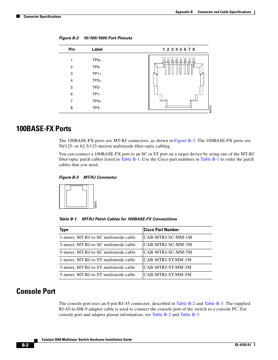 100base-fx ports, Console port | Cisco 3550 User Manual | Page 60 / 86