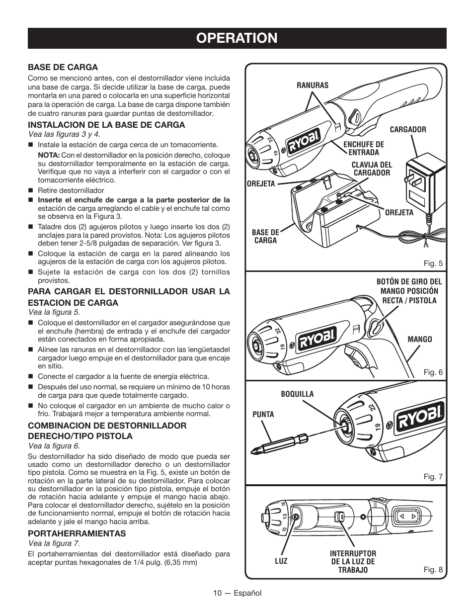 Operation | Ryobi HP37 User Manual | Page 32 / 36