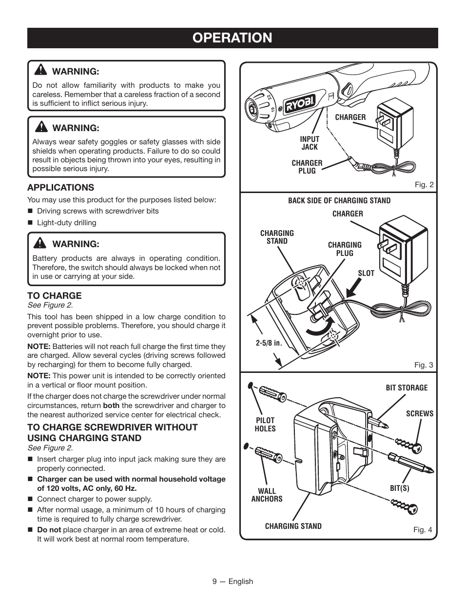 Operation | Ryobi HP37 User Manual | Page 9 / 36