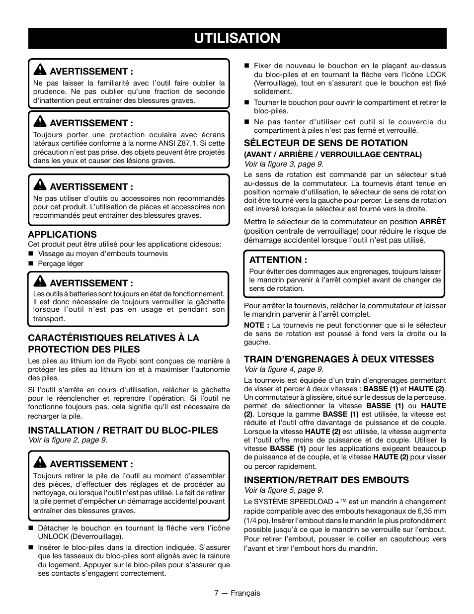 Utilisation | Ryobi HP52L User Manual | Page 14 / 24