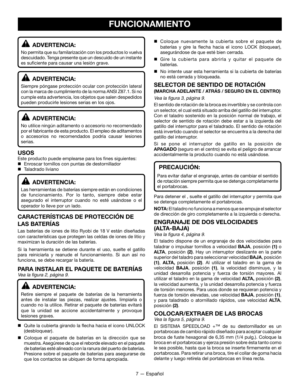 Funcionamiento | Ryobi HP52L User Manual | Page 21 / 24