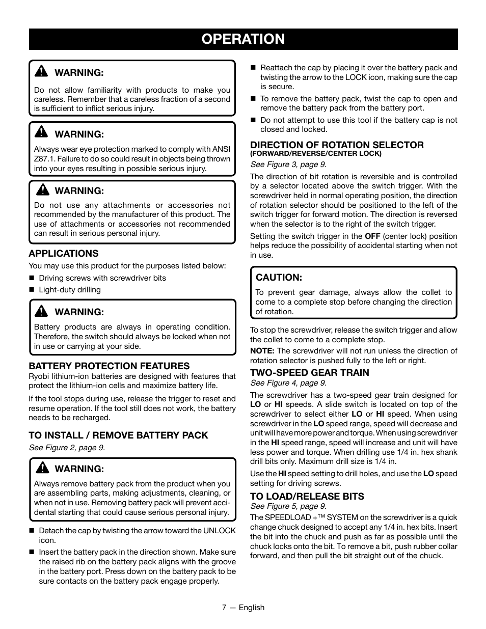 Operation | Ryobi HP52L User Manual | Page 7 / 24