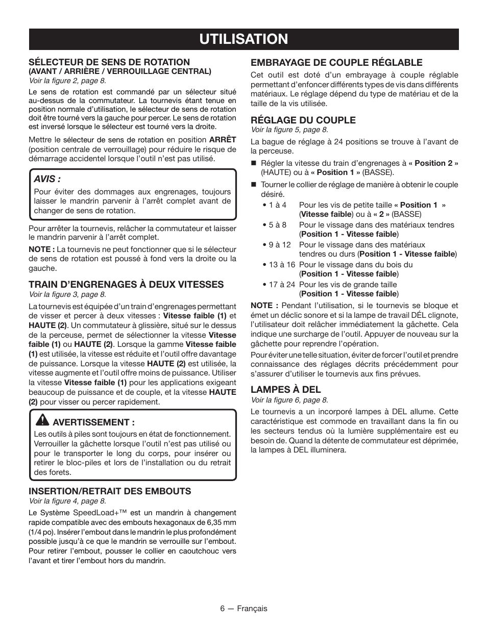 Utilisation | Ryobi HP53L User Manual | Page 12 / 24