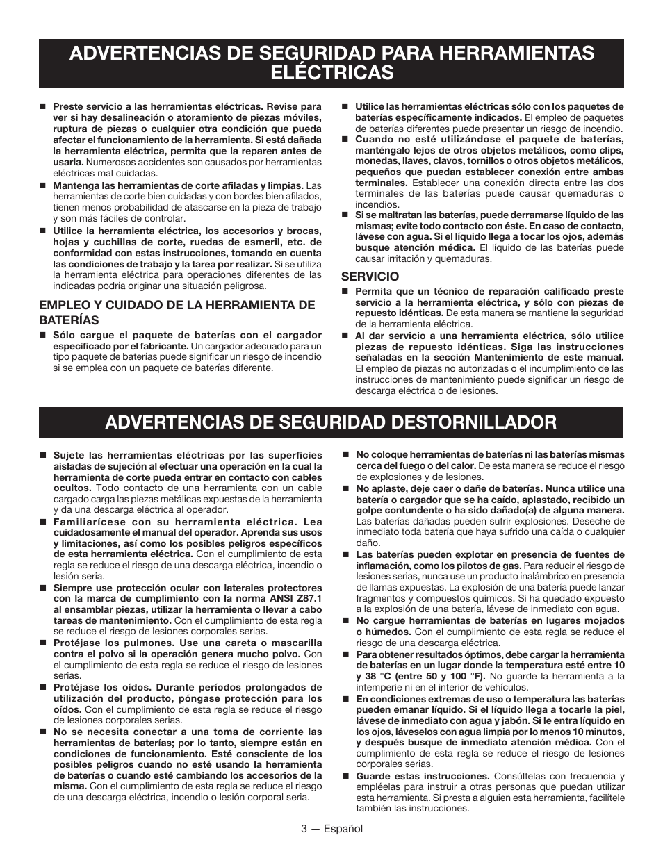 Advertencias de seguridad destornillador | Ryobi HP53L User Manual | Page 15 / 24