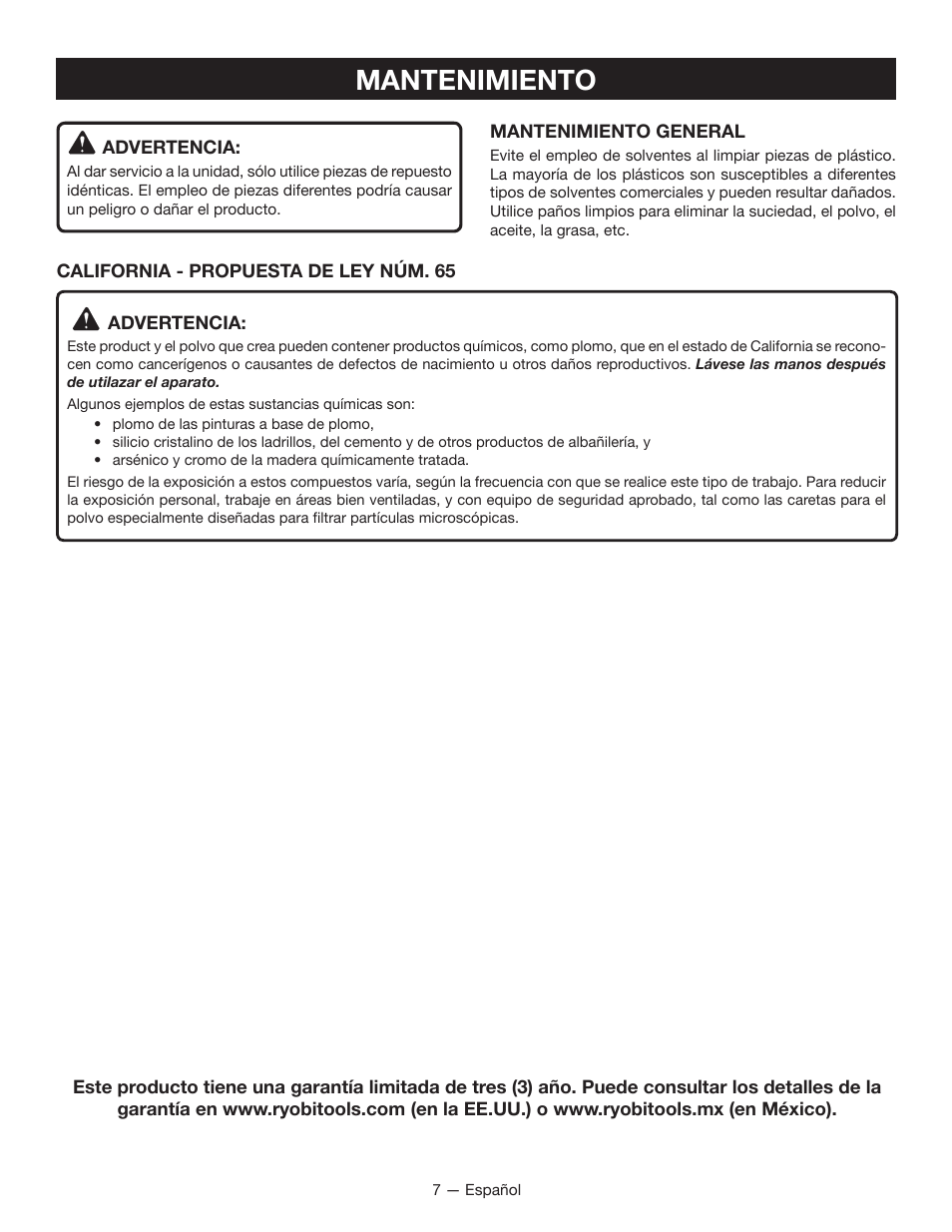 Mantenimiento | Ryobi HP53L User Manual | Page 19 / 24