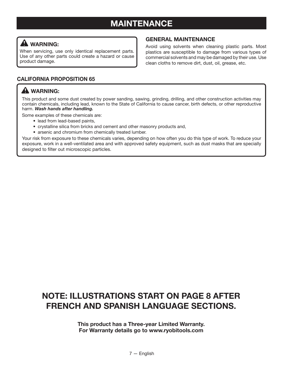 Maintenance | Ryobi HP53L User Manual | Page 7 / 24