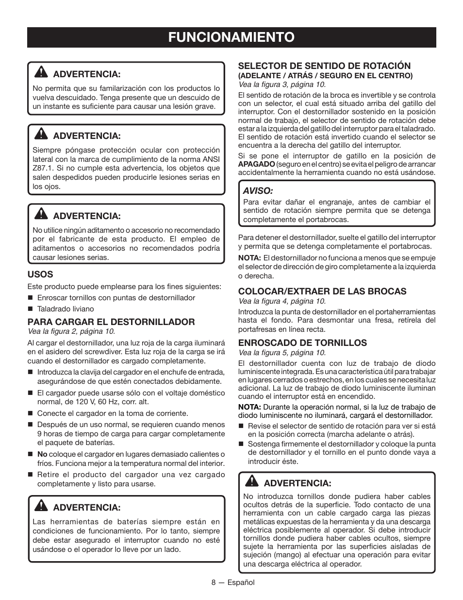 Funcionamiento | Ryobi HP43L User Manual | Page 24 / 28