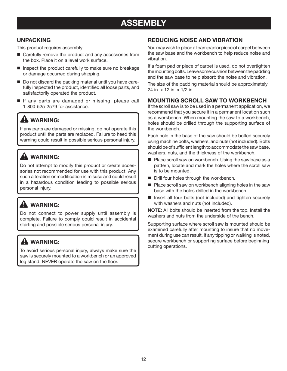 Assembly | Ryobi SC164VS User Manual | Page 12 / 22