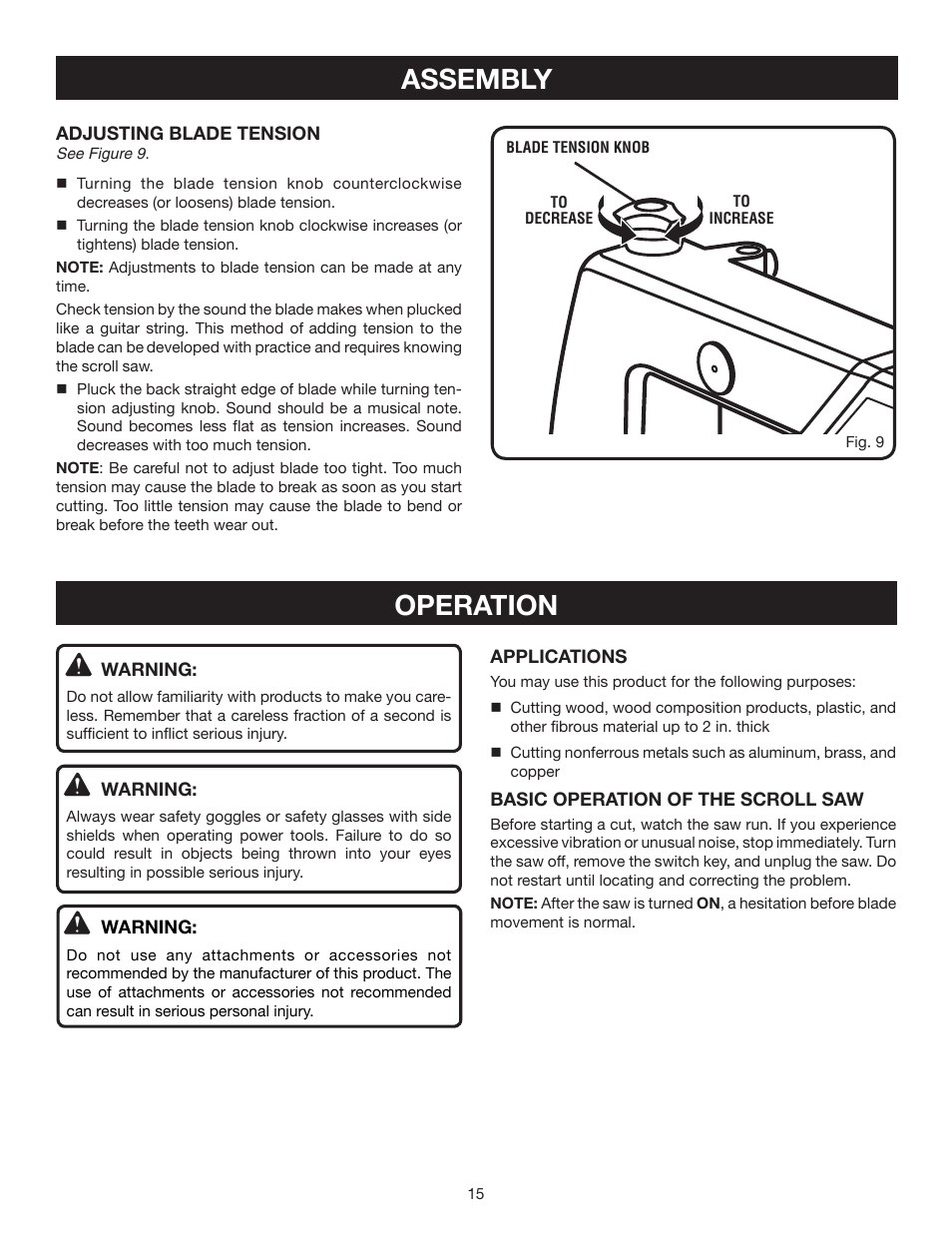 Assembly operation | Ryobi SC164VS User Manual | Page 15 / 22