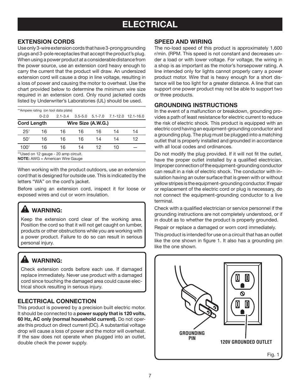 Electrical | Ryobi SC164VS User Manual | Page 7 / 22