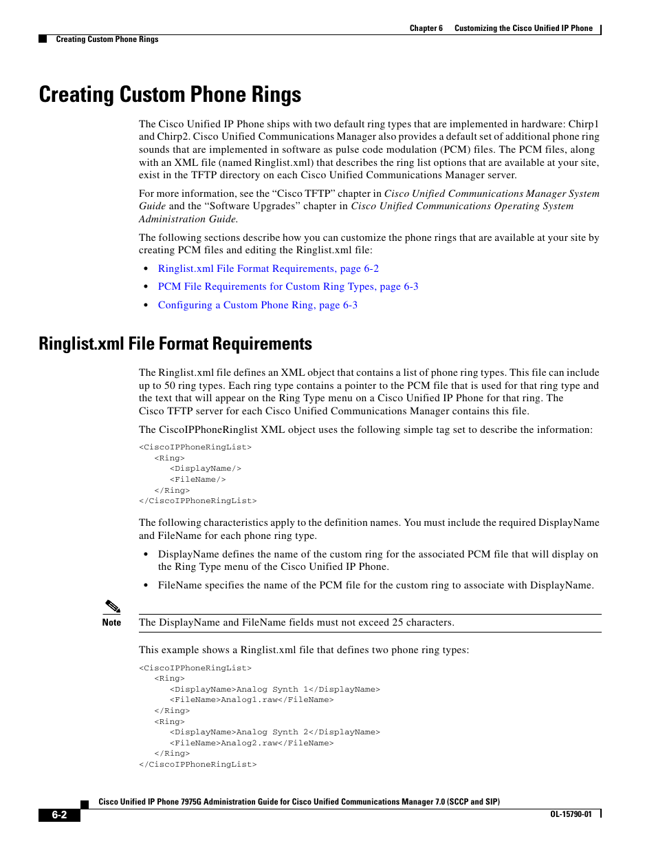 Creating custom phone rings, Ringlist.xml file format requirements | Cisco OL-15790-01 User Manual | Page 2 / 10