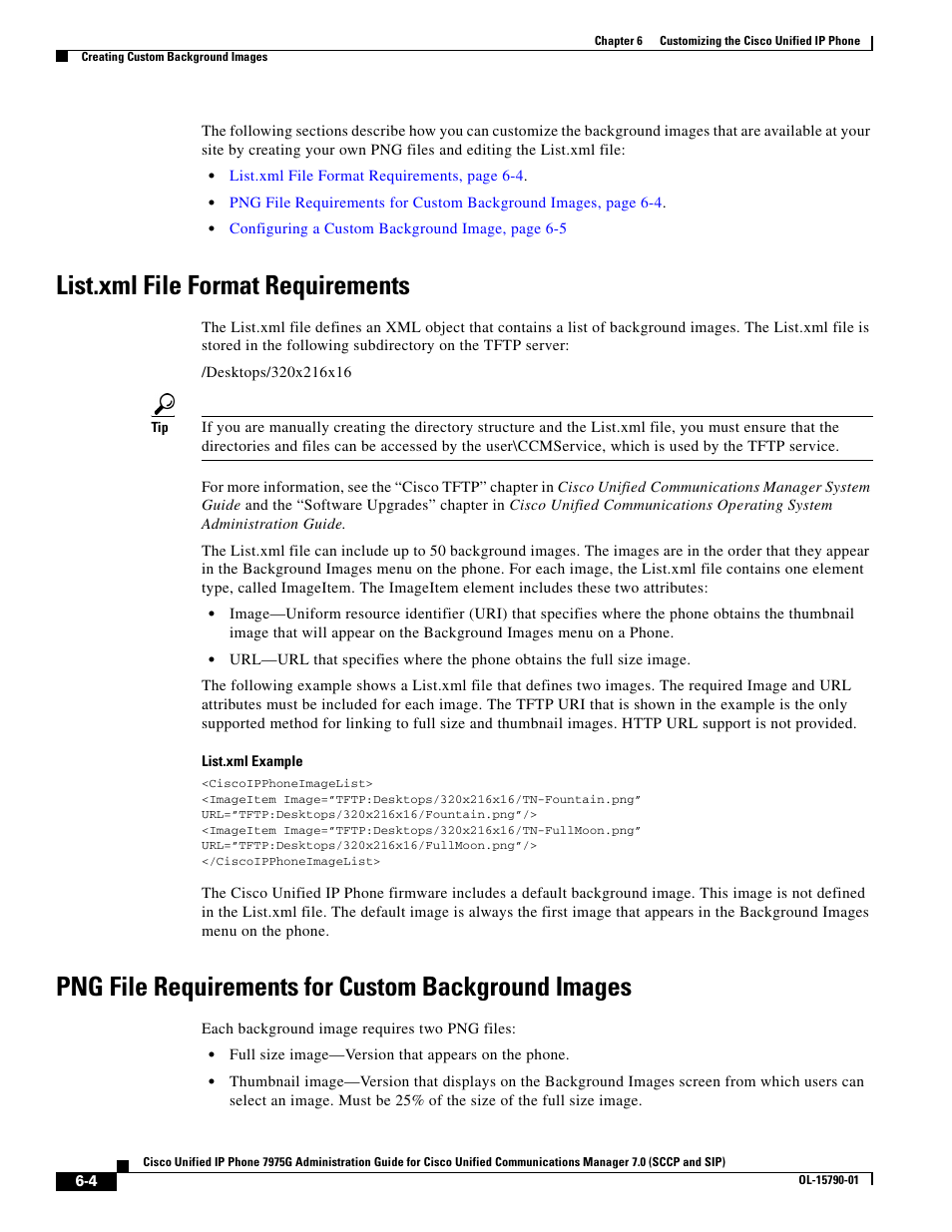 List.xml file format requirements, Png file requirements for custom background images | Cisco OL-15790-01 User Manual | Page 4 / 10