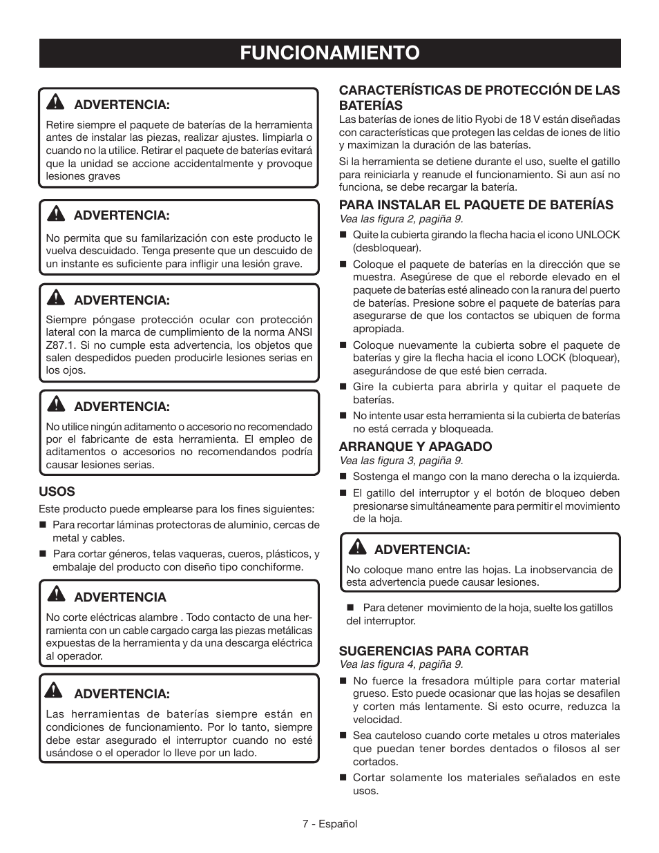 Funcionamiento | Ryobi MC100L User Manual | Page 21 / 24