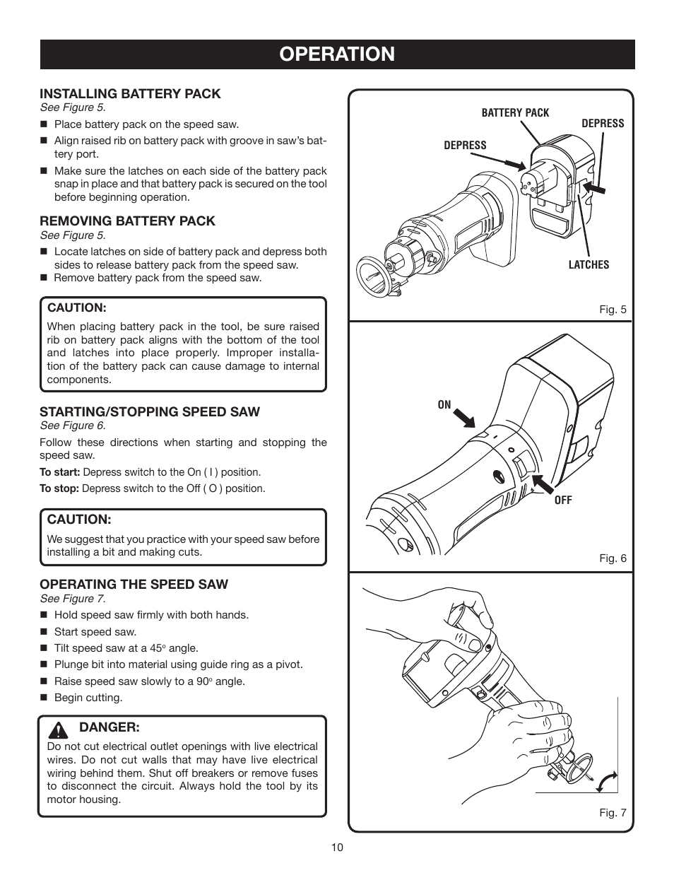 Operation | Ryobi P530 User Manual | Page 10 / 46