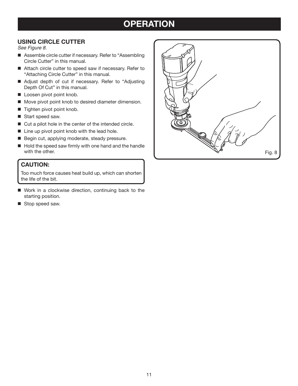 Operation | Ryobi P530 User Manual | Page 11 / 46