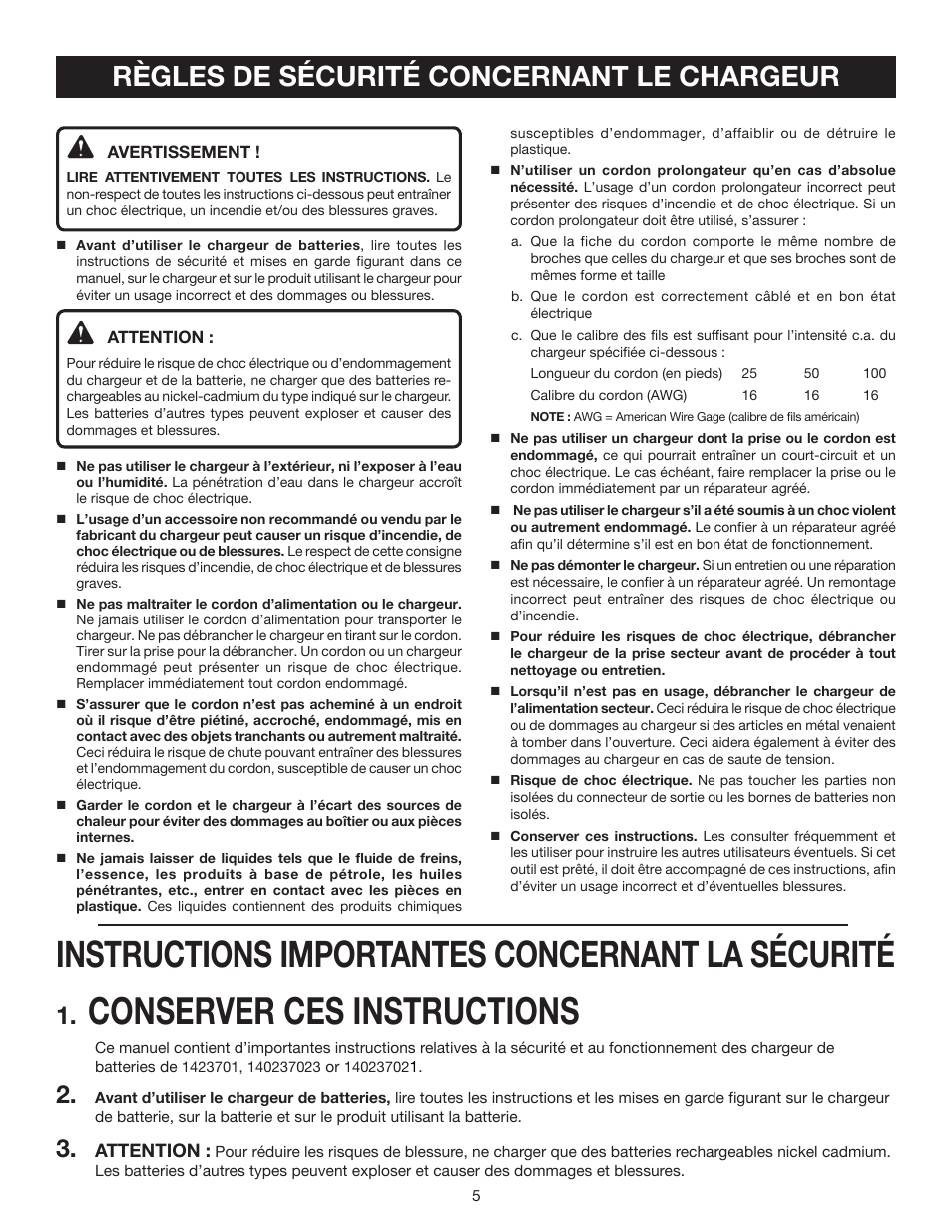 Conserver ces instructions, Instructions importantes concernant la sécurité, Règles de sécurité concernant le chargeur | Ryobi P530 User Manual | Page 19 / 46