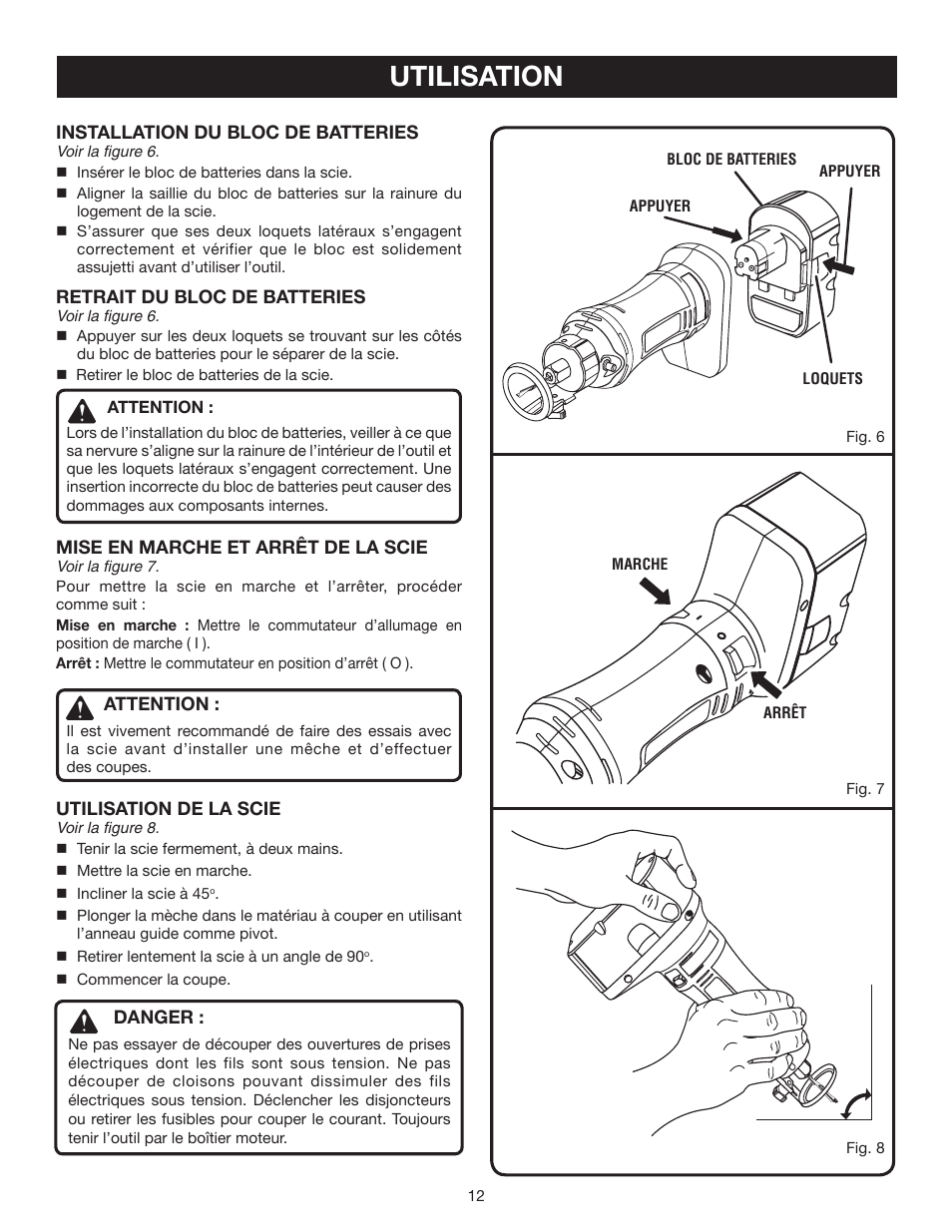 Utilisation | Ryobi P530 User Manual | Page 26 / 46