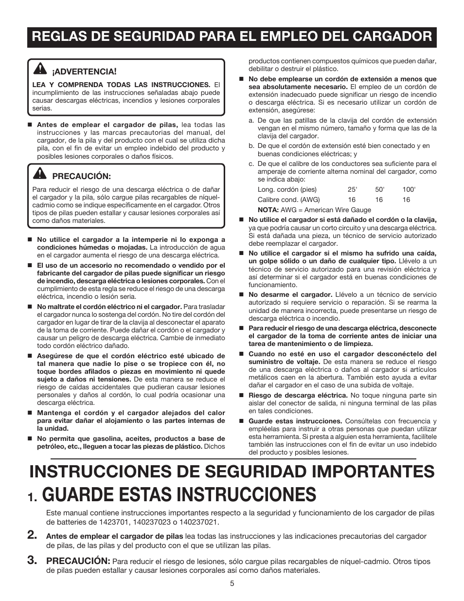 Guarde estas instrucciones, Instrucciones de seguridad importantes, Reglas de seguridad para el empleo del cargador | Ryobi P530 User Manual | Page 35 / 46