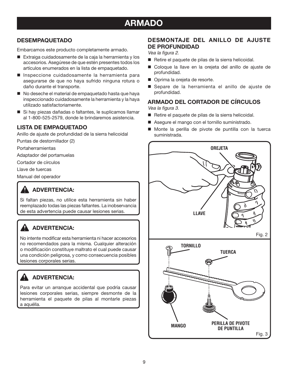 Armado | Ryobi P530 User Manual | Page 39 / 46