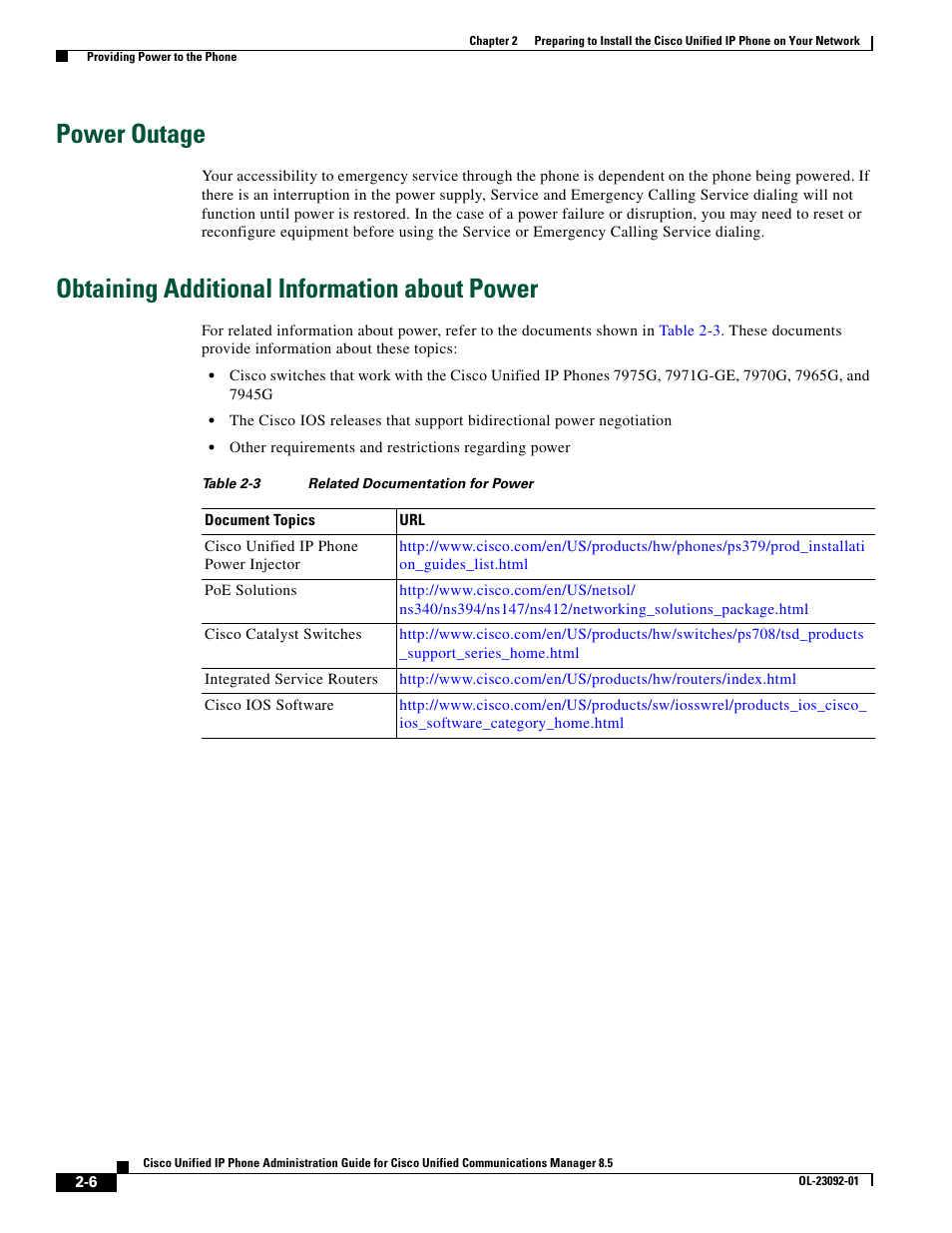 Power outage, Obtaining additional information about power | Cisco OL-23092-01 User Manual | Page 6 / 16