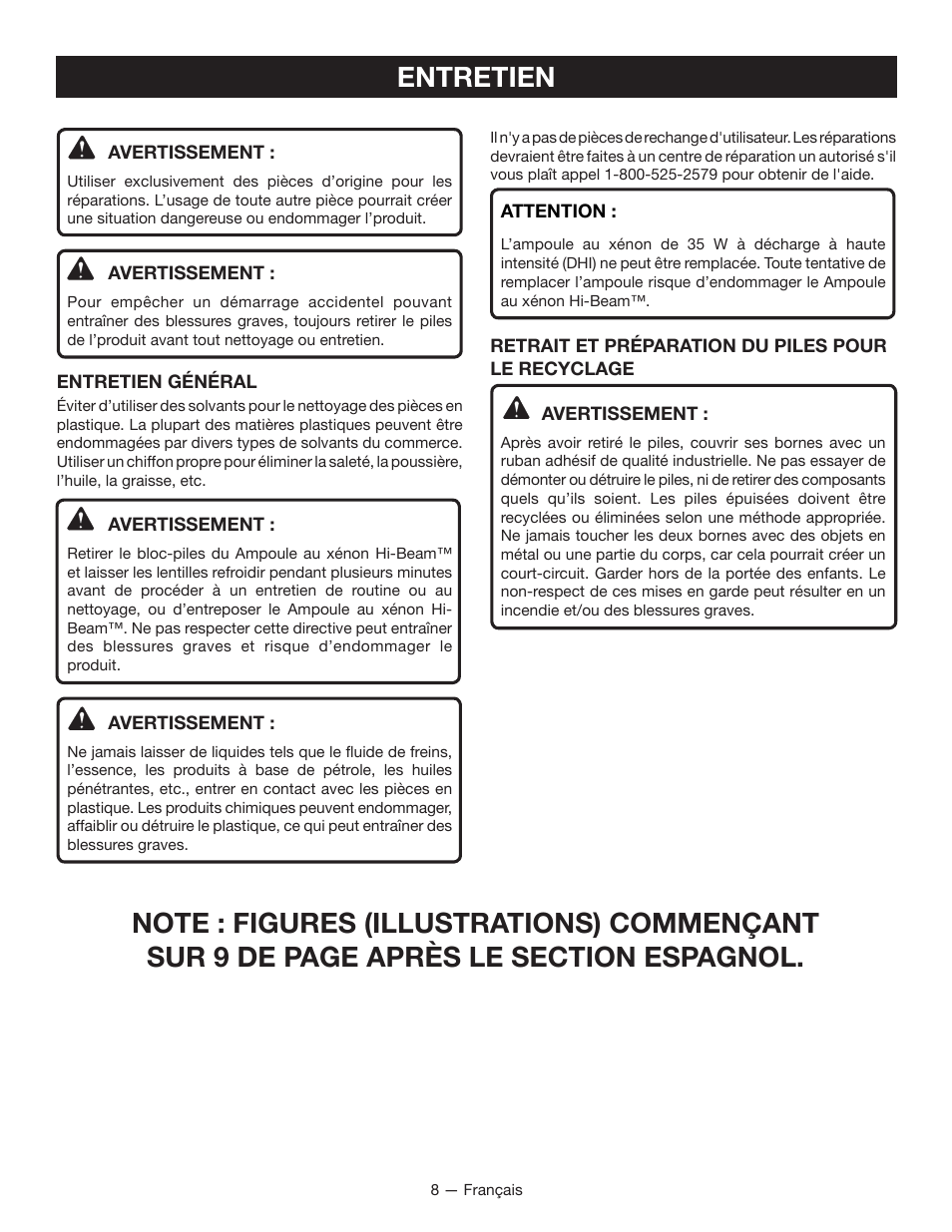 Entretien | Ryobi P716 User Manual | Page 15 / 24