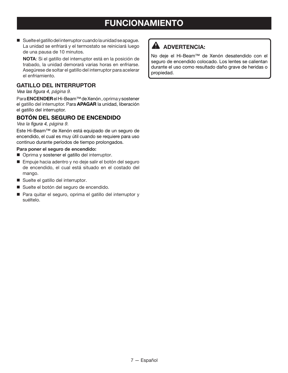 Funcionamiento | Ryobi P716 User Manual | Page 21 / 24