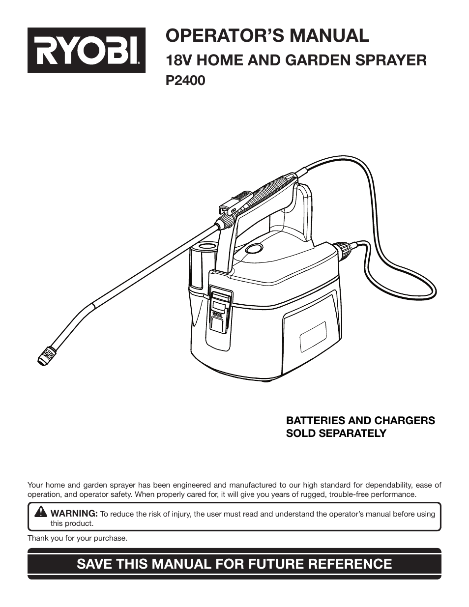 Ryobi P2400 User Manual | 16 pages