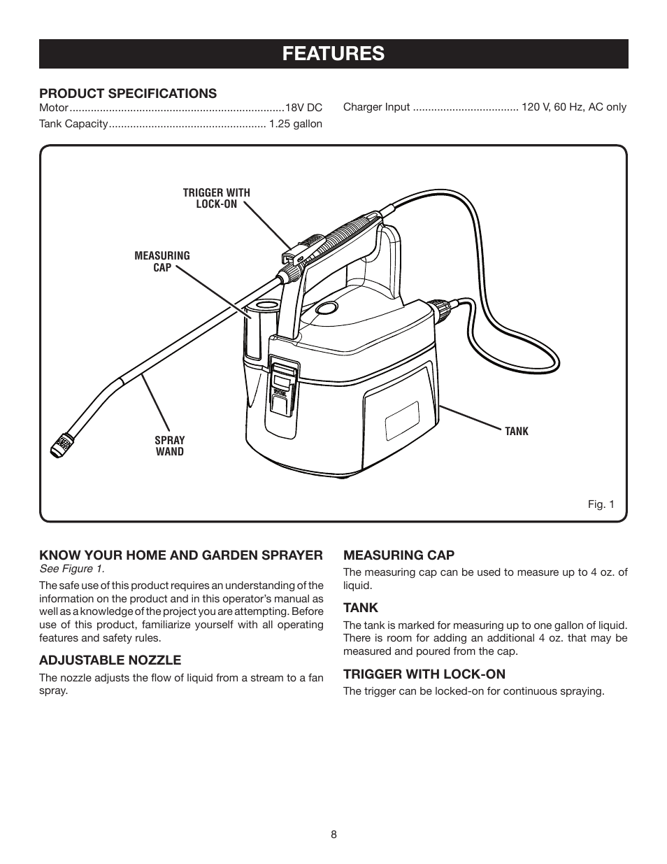 Features | Ryobi P2400 User Manual | Page 8 / 16