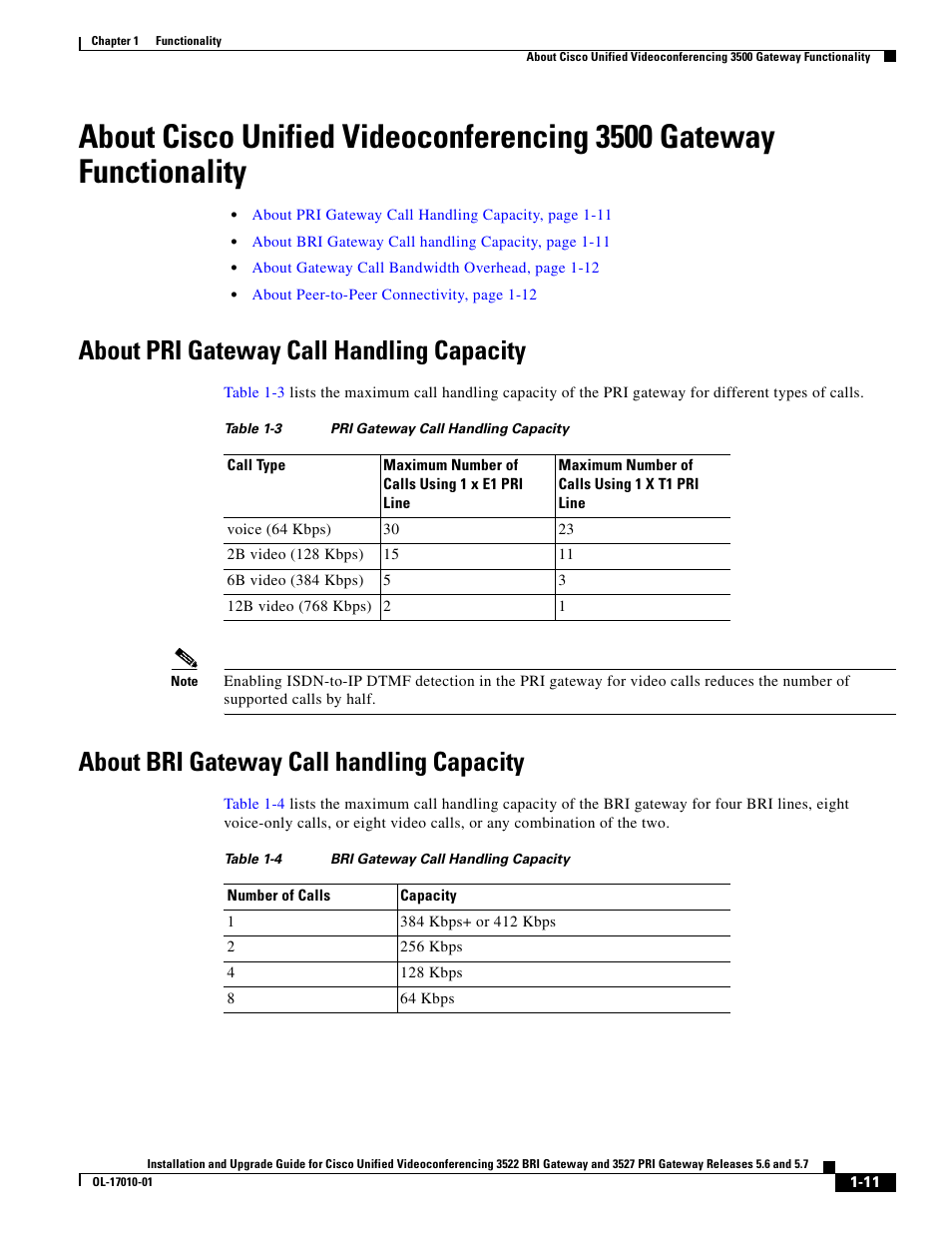 About pri gateway call handling capacity, About bri gateway call handling capacity | Cisco 3522 BRI User Manual | Page 17 / 52