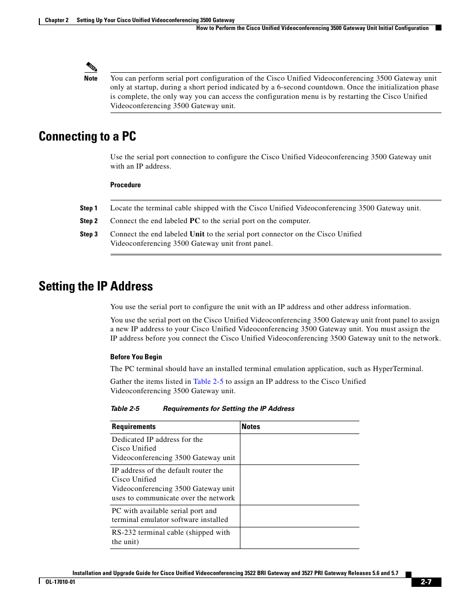 Connecting to a pc, Setting the ip address | Cisco 3522 BRI User Manual | Page 25 / 52