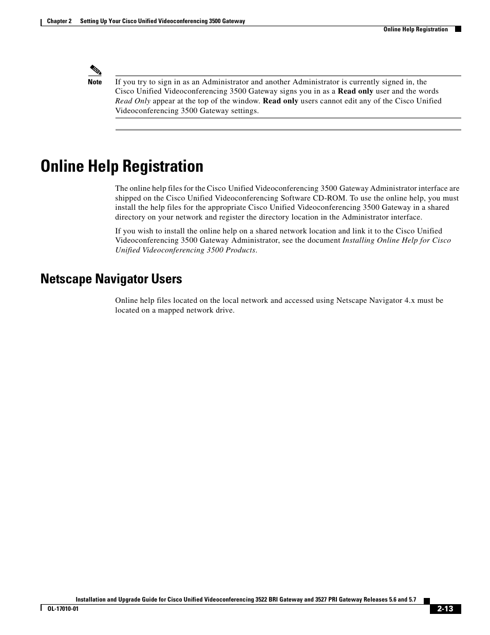 Online help registration, Netscape navigator users | Cisco 3522 BRI User Manual | Page 31 / 52