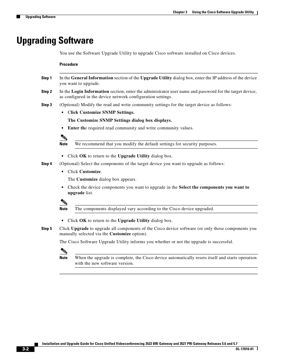 Upgrading software | Cisco 3522 BRI User Manual | Page 34 / 52