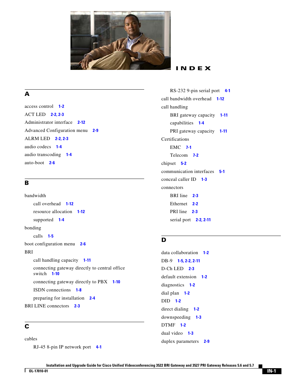 Index | Cisco 3522 BRI User Manual | Page 49 / 52
