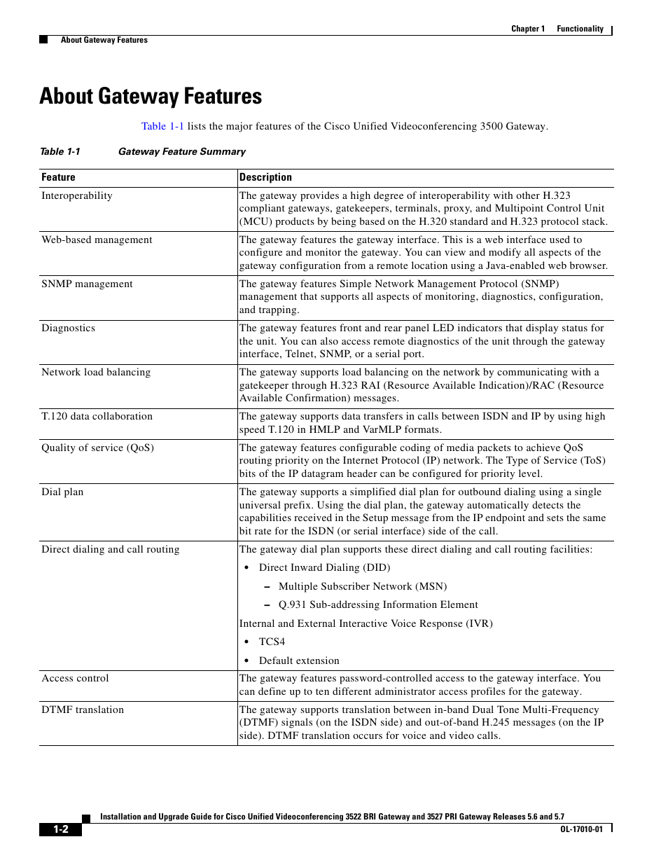 About gateway features | Cisco 3522 BRI User Manual | Page 8 / 52