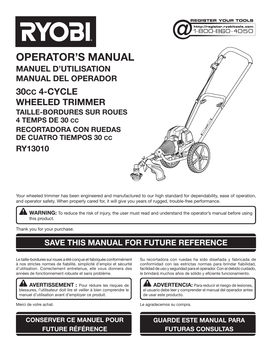 Ryobi RY13010 User Manual | 48 pages