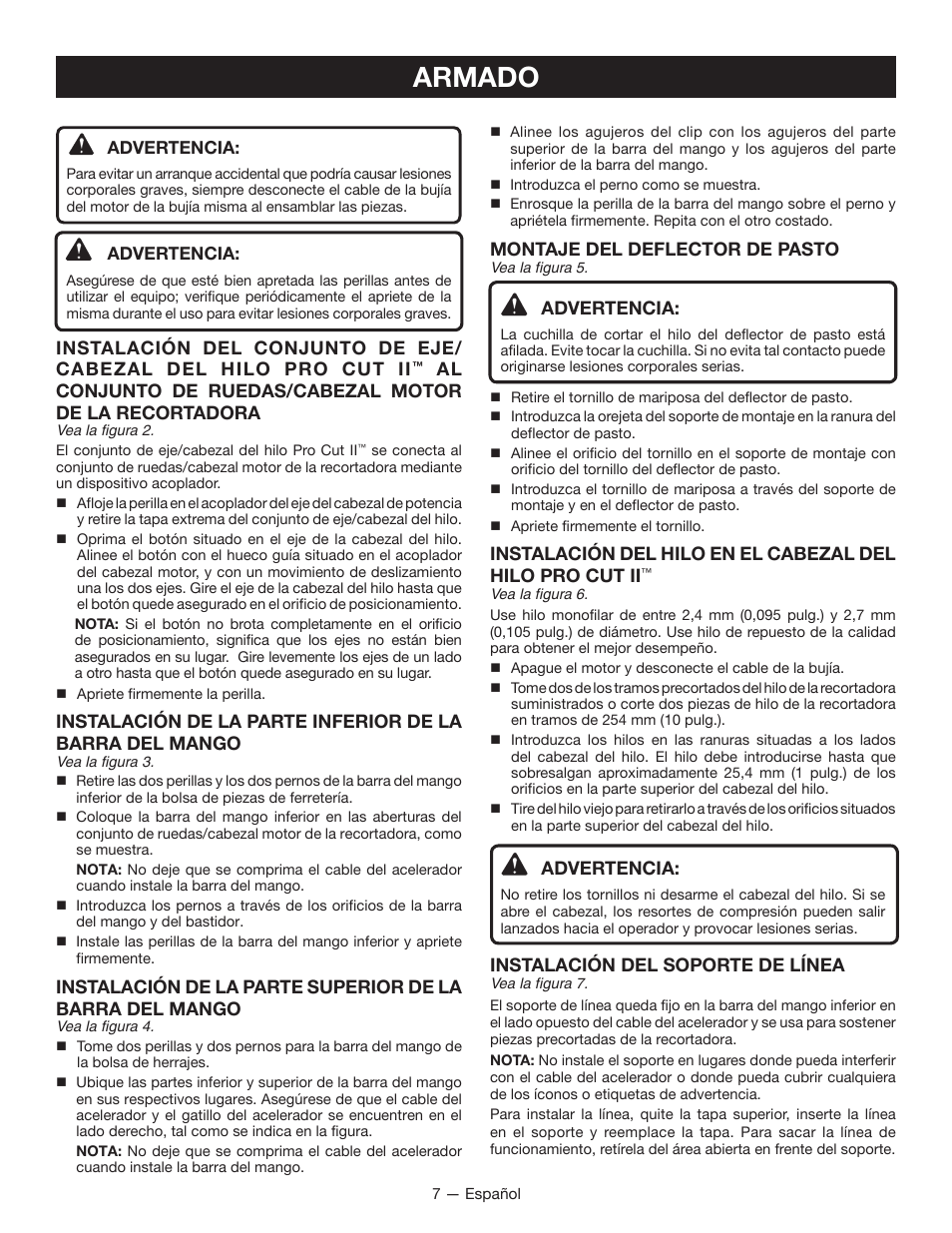 Armado | Ryobi RY13010 User Manual | Page 38 / 48
