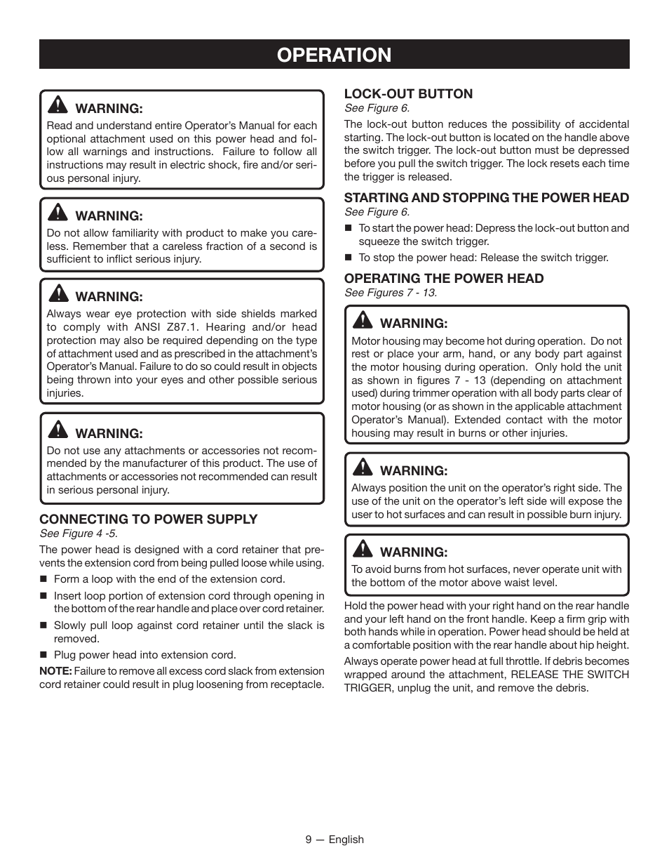 Operation | Ryobi RY15124 User Manual | Page 11 / 34