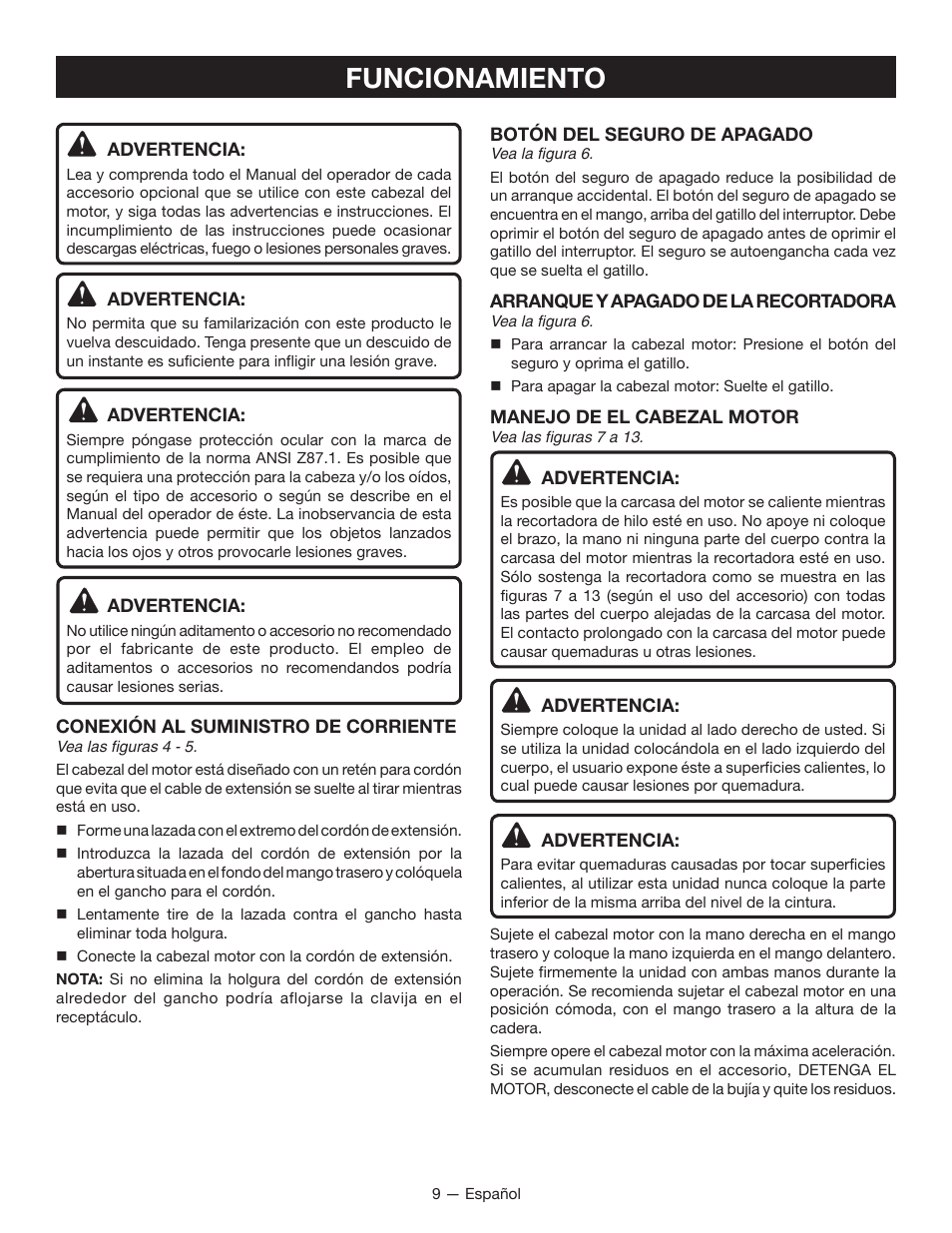 Funcionamiento | Ryobi RY15124 User Manual | Page 30 / 34