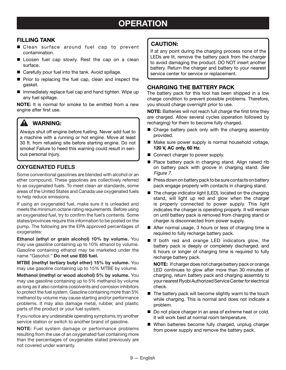 Operation | Ryobi RY29550 User Manual | Page 13 / 52
