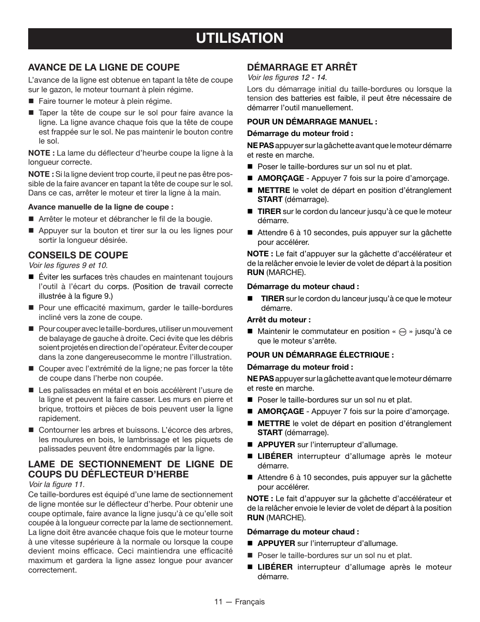Utilisation | Ryobi RY29550 User Manual | Page 30 / 52